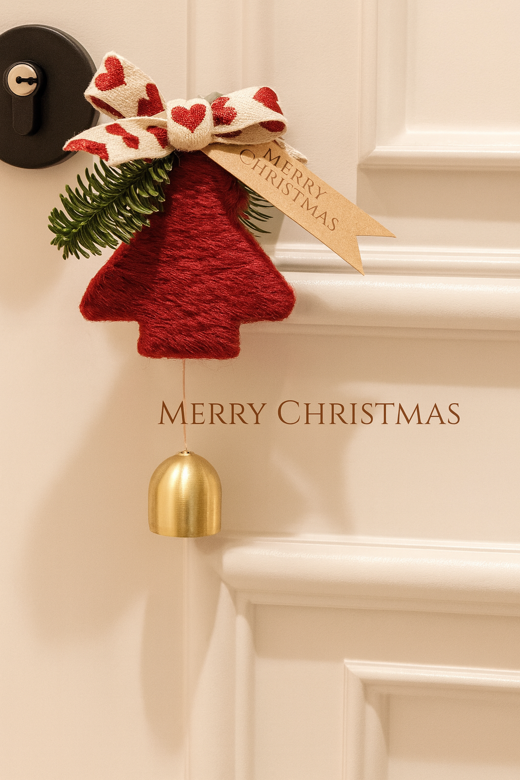 Christmas Door Hanging Ornament – Festive Tree Decoration with Bell & Ribbon