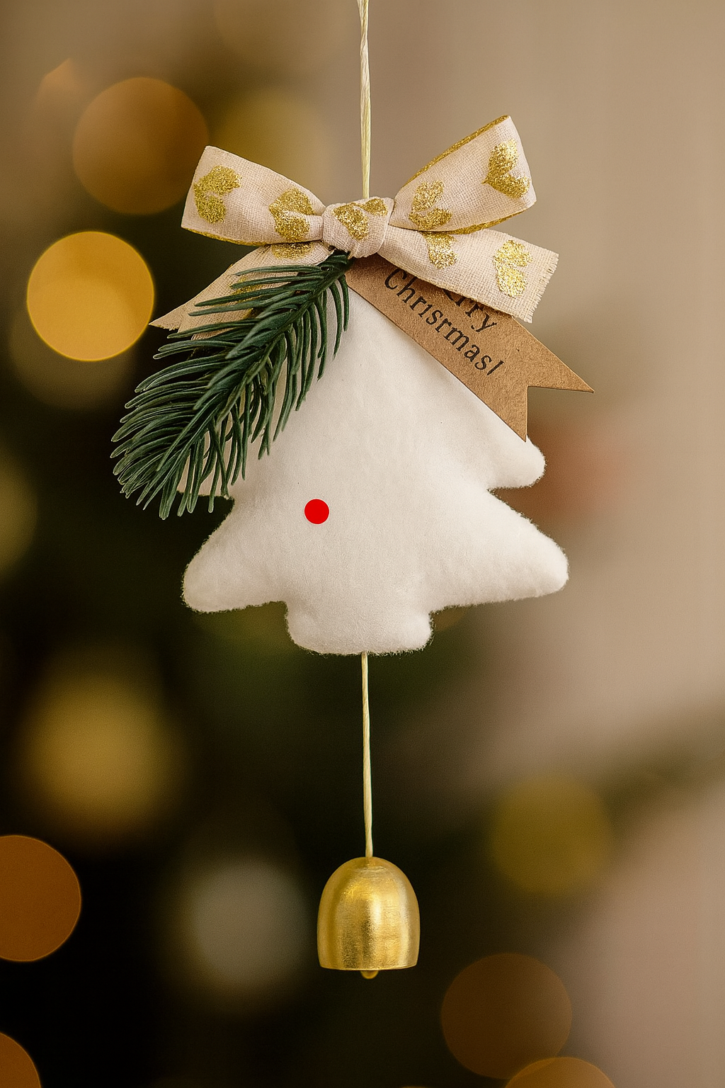 Christmas Door Hanging Ornament – Festive Tree Decoration with Bell & Ribbon