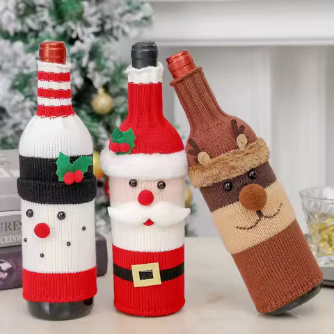 Christmas  Bottle Covers – Santa, Snowman & Reindeer Set