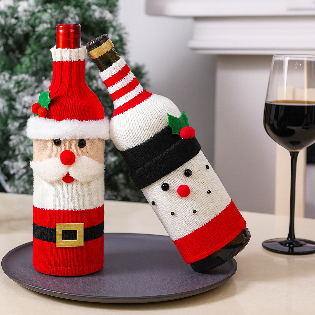 Christmas  Bottle Covers – Santa, Snowman & Reindeer Set