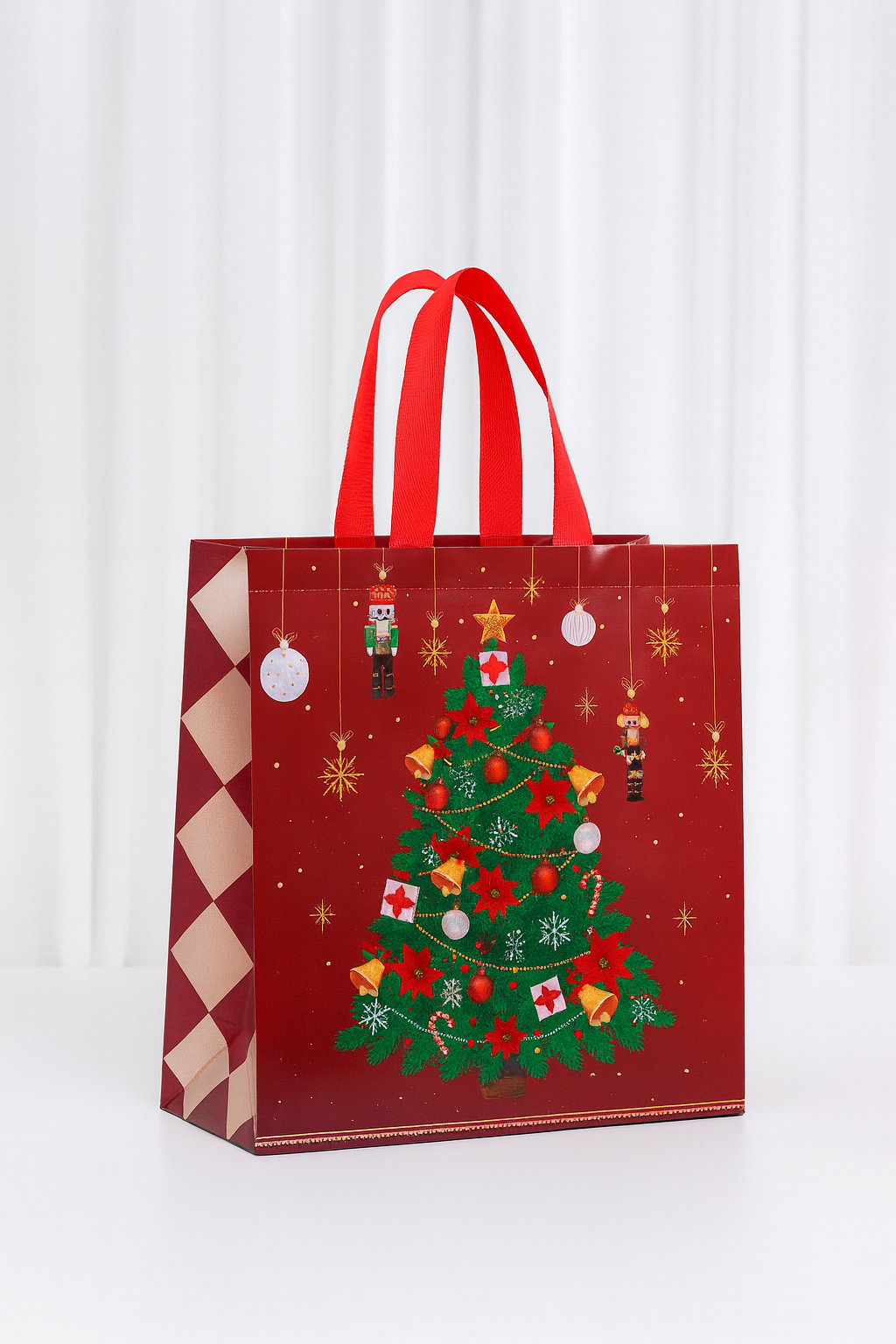 🎄 Premium Christmas Tree Gift Bag – Reusable Holiday Tote with Red Handles