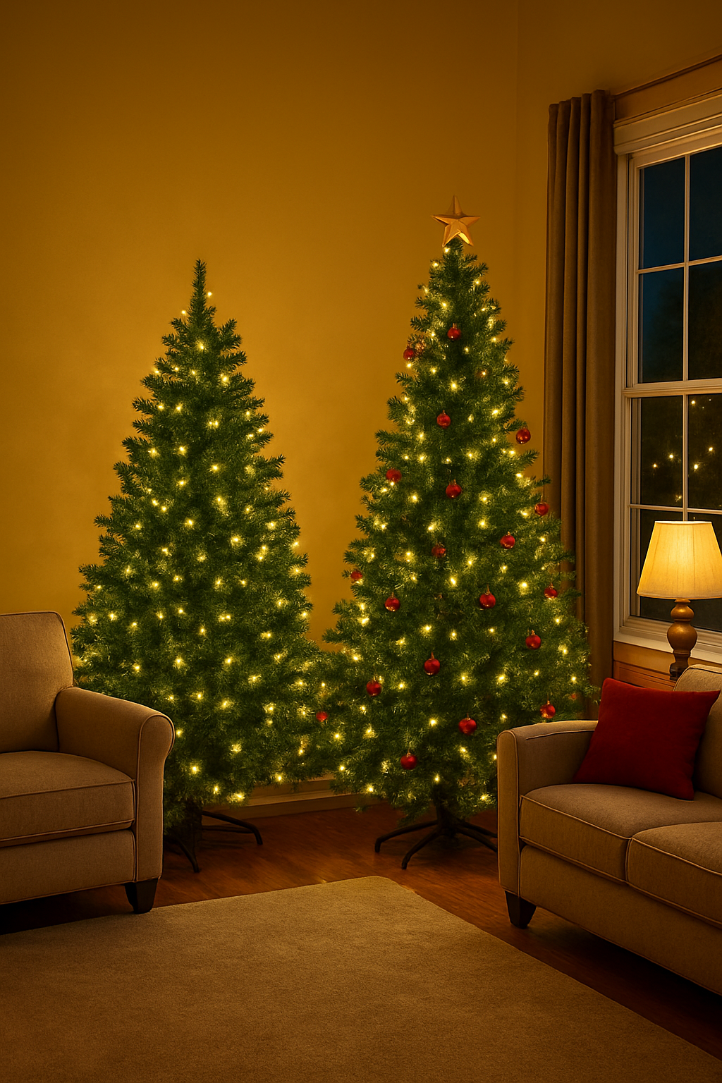 Slim Tall Artificial Christmas Tree – Pre-Lit Look, Classic Green Holiday Decoration