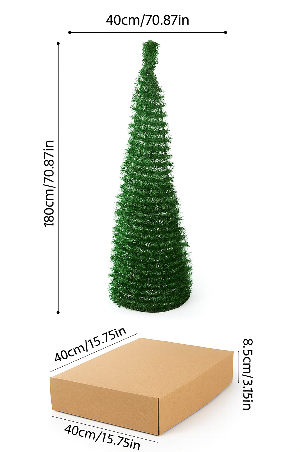 Slim Tall Artificial Christmas Tree – Pre-Lit Look, Classic Green Holiday Decoration